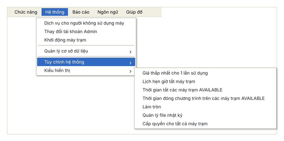 Menu Hệ thống › Tùy chỉnh hệ thống và các mục con (giao diện cổ điển)